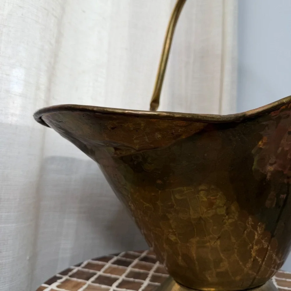 Vintage Hammered Brass Lion Head Coal Scuttle Bucket‎ Basket 19